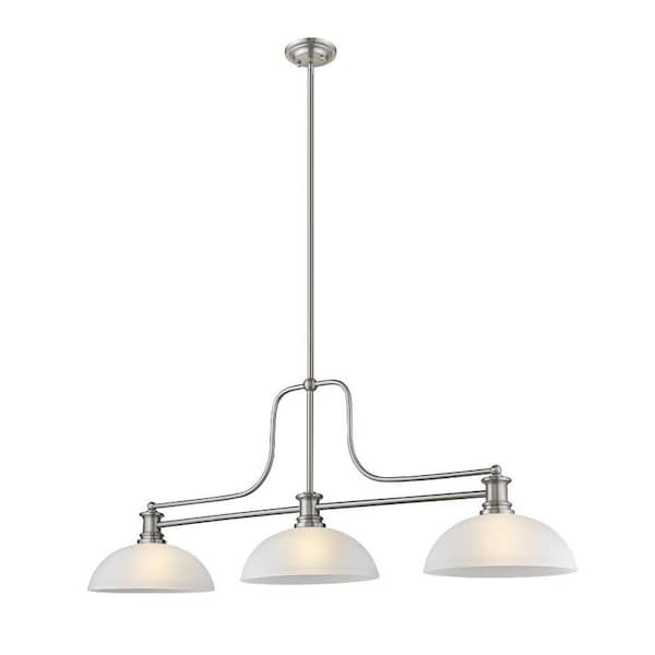 Z-Lite Melange 3 Light Chandelier, Brushed Nickel & White Linen 725-3BN-DWL14 - main